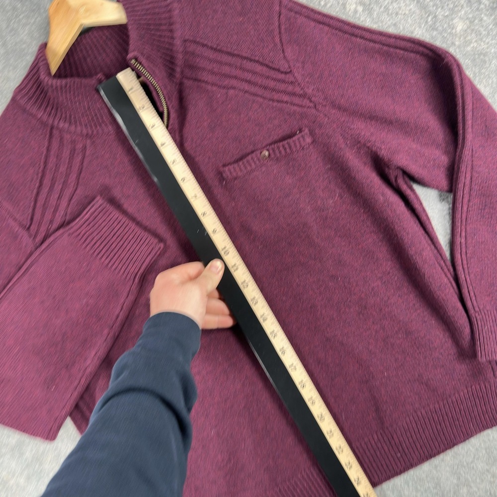 LL Bean Rangeley Sweater Mens Large‎ Purple Merino Wool 1/4 Zip Mock Neck - Picture 7 of 15